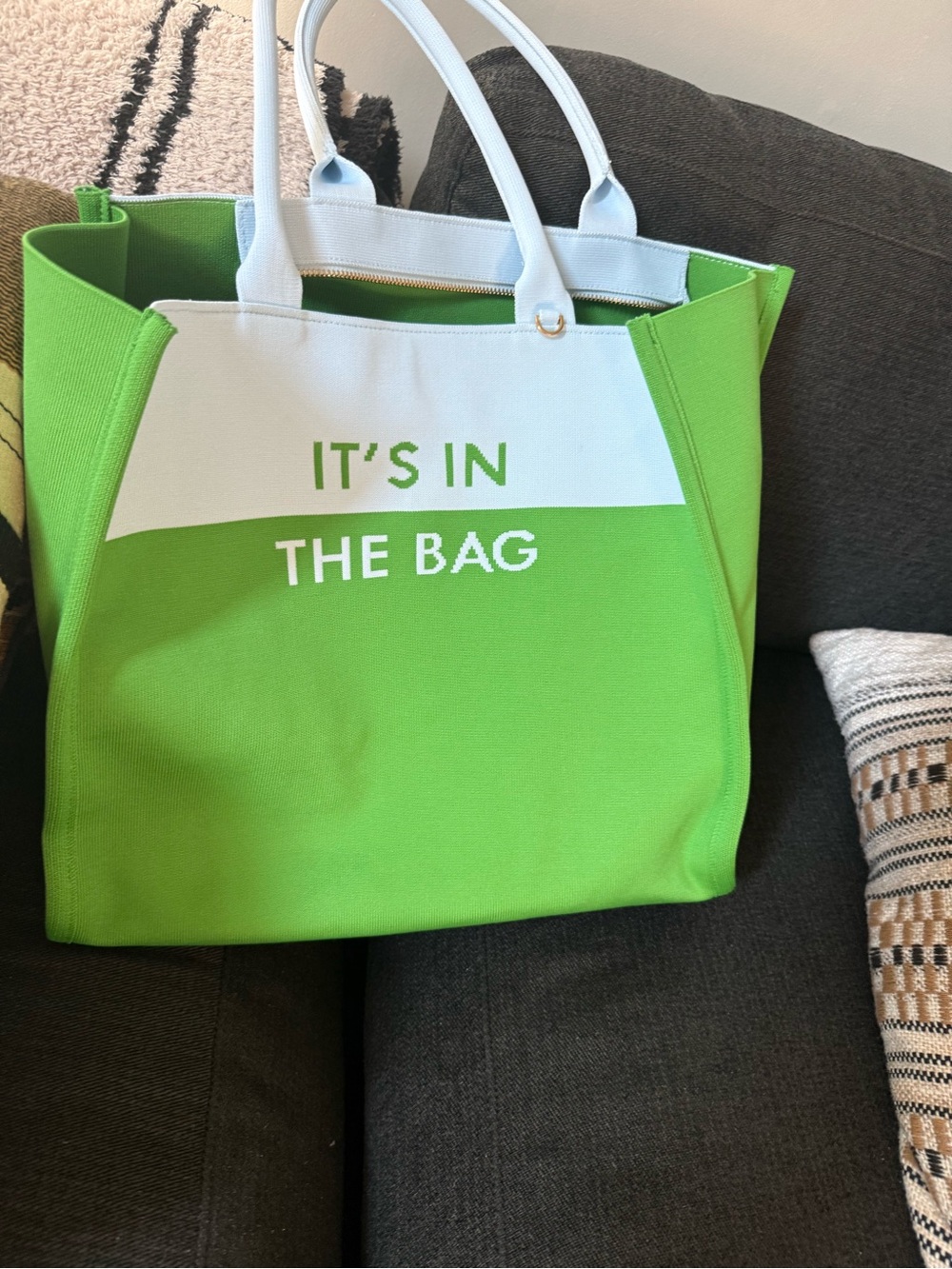 Green & White Kate Spade 'It's In The Bag' Tote Bag